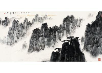 亚明（1924～2002）云海松风图