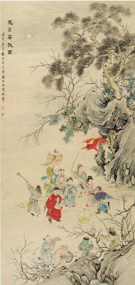 赵之琛（1781～1860）、顾 驺［清］ 元宵婴戏图